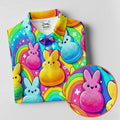Colorful Easter Peeps Rainbow Pattern Women Golf Top, Cute Golf Outfit, Ladies Golf Shirts