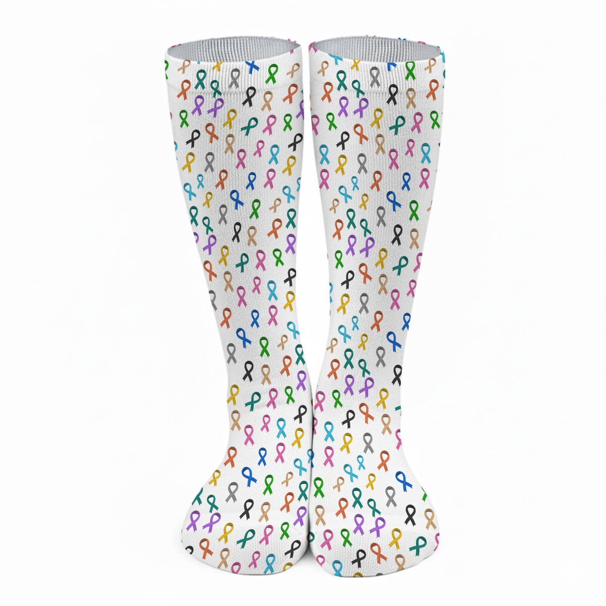 Cancer Awareness Ribbons White Golf Socks, Christmas Golf Gift, Golfing Apparel