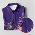 Purple Hummingbird Cancer Awareness Polo Shirt, Golf Shirts For Men, Mens Golf Apparel
