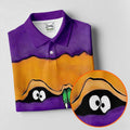 Funny Halloween Peeping Eyes Polo Shirts For Men, Golf Tops For Men, Halloween Golf Shirt