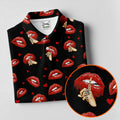 Sassy Red Lips Golf Shirt, Funny Valentine Pattern Design, Men's Golf Polo