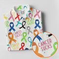 Cancer Sucks Multicolor Awareness Ribbon Polo Shirt, Mens Golf Polo, Printed Golf Shirts