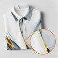 Elegant Blue Gray and Gold Swirl Pattern Hawaiian Golf Polo, Golf Tops For Men, Golfing Apparel
