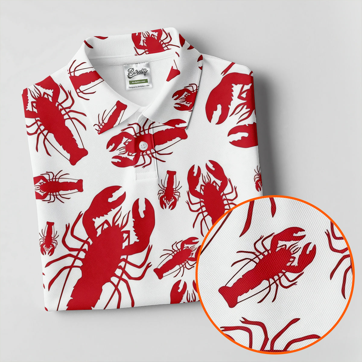 Lobster Pattern Vintage Hawaiian Golf Shirt, Men's Golf Shirt, Polo Shirts For Men