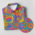 Vintage Psychedelic Floral Pattern Hawaiian Golf Shirt, Mens Golf Shirts, Golf Polo Shirts For Men