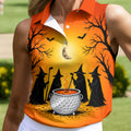 Witch Cauldron Halloween Golf Polo Shirt, Women's Halloween Shirt, Women's Golf Polo