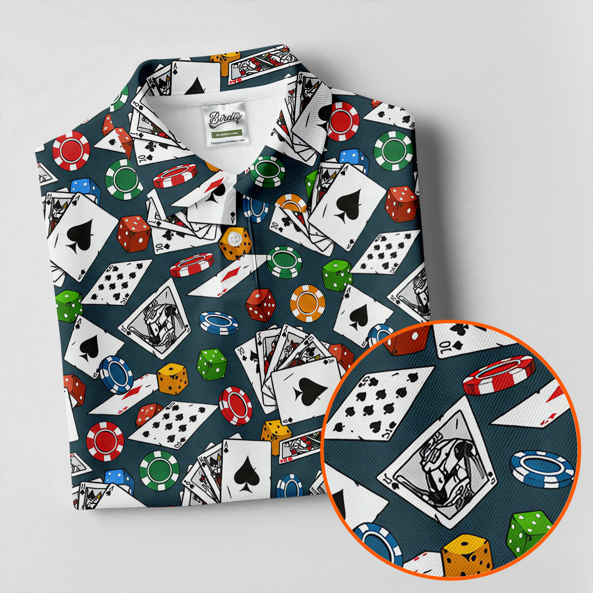 Poker Blackjack Hawaiian Golf Shirt, Playing Card Pattern Men's Golf Shirt, Polo Shirts For Men