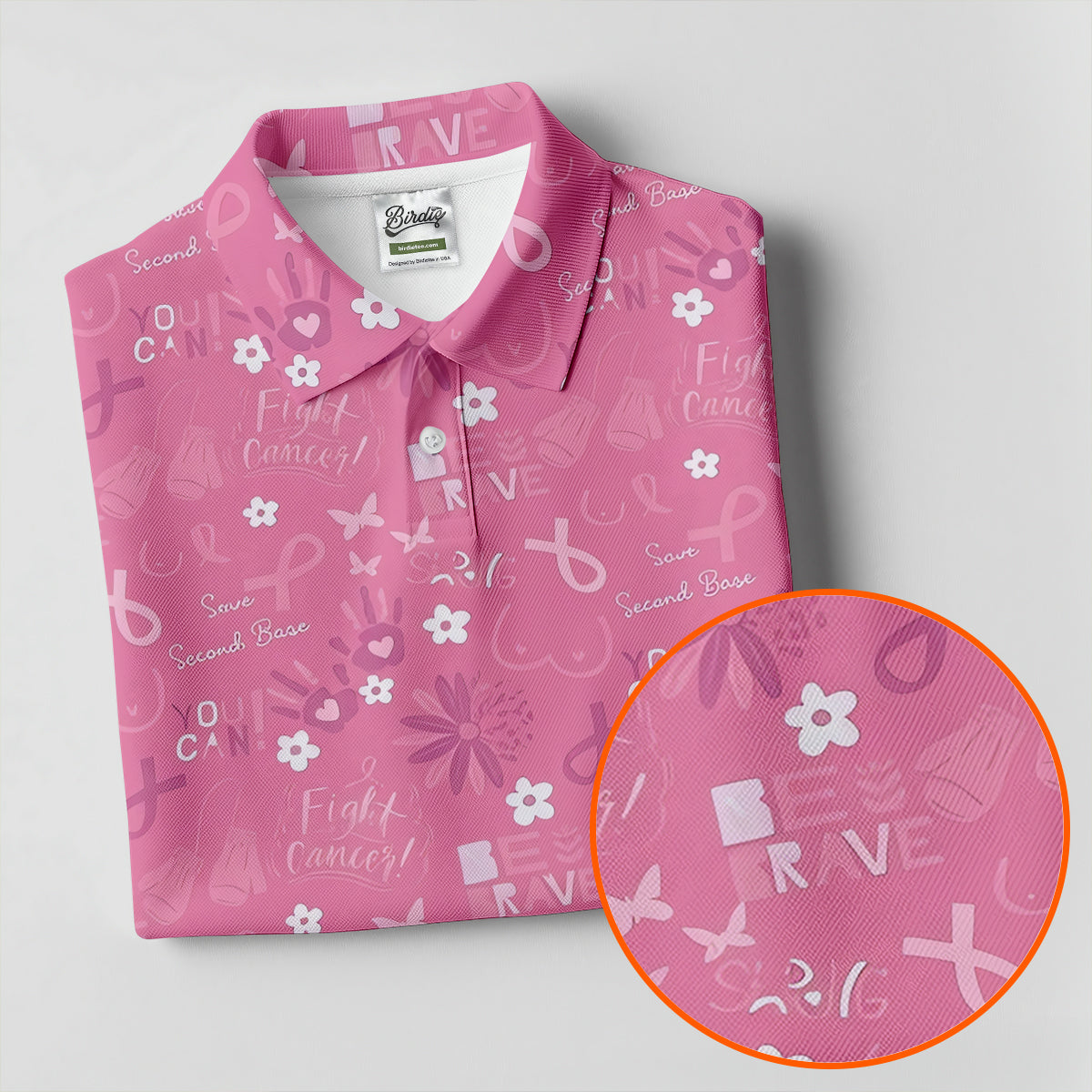 Save Second Base Fight Breast Cancer Polo Shirt, Polo Shirts For Men, Printed Golf Shirts
