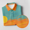 Monkey Gentleman Sunset Coast Hawaiian Golf Shirt, Women's Golf Tops, Ladies Golf Shirts