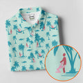 Funny Tropical Couple Beach Pattern Men's Golf Shirt, Hawaiian Golf Shirt, Golf Apparel For Men