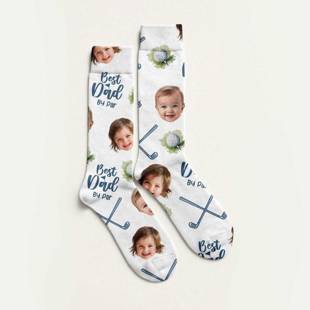Best Dad By Par Custom Face Kids Photo, Funny Golf Socks, Fun Socks For Men, Christmas Golf Gift