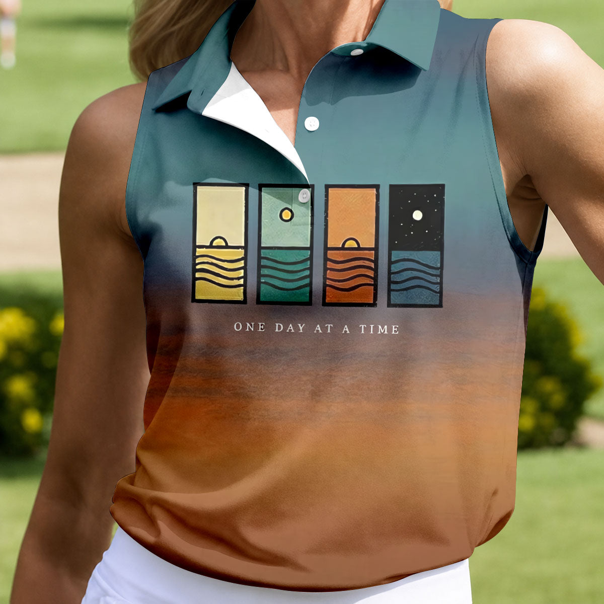 One Day At A Time Mental Health Suicide Prevention Abstract Women’s Golf Polo, Women’s Golf Apparel