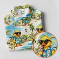 Cute Funny Duck Hawaiian Golf Shirt, Beach Theme Men's Golf Shirt, Polo Shirts For Men