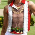 Funny Santa Gold Chain Christmas Golf Shirt, Women’s Golf Polo, Women’s Golf Apparel