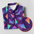 Retro Memphis Geometric Pattern Golf Polo Shirt, Men's Golf Shirt, Golf Apparel For Men