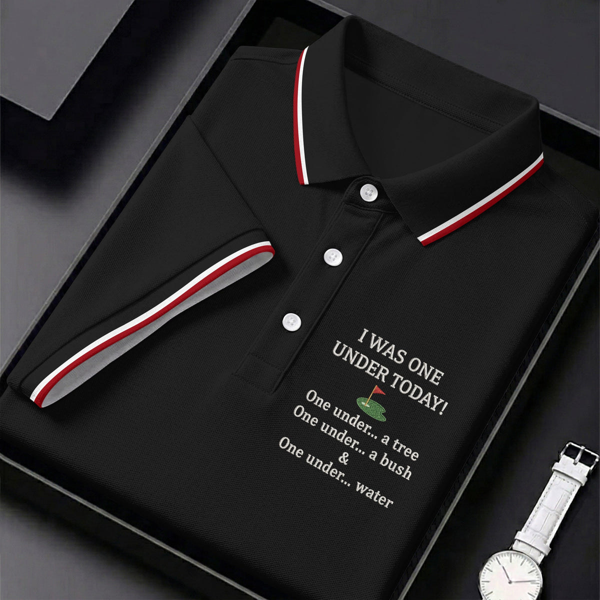 I Was One Under Today Black Golf Shirt, Funny Golf Shirt, Golf Shirts For Men, Polo Shirts For Men