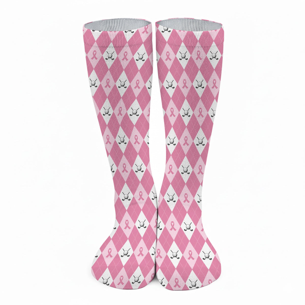 Breast Cancer Pink Argyle Pattern Golf Socks, Christmas Golf Gift, Gifts For Golf Lovers, Golfing Apparel