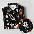 Halloween Pumpkin Skeleton Pattern Golf Polo Shirt, Hawaiian Golf Shirt, Mens Golf Apparel