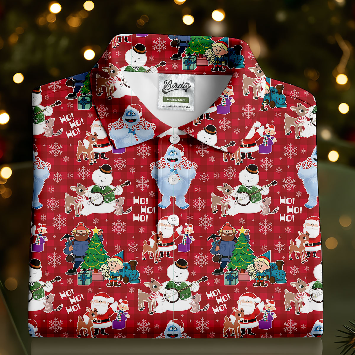 Ho Ho Ho Santa Snowman Men's Golf Polo Shirts, Christmas Golf Shirt, Polo Shirts For Men