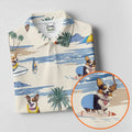 Cute Corgi Beach Vacation Golf Polo Shirt, Golf Polo Shirts For Men, Mens Golf Apparel