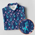 Funny Dinosaur Golfer Tropical Pattern Polo Shirt, Mens Golf Polo, Printed Golf Shirts