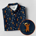 Cartoon Dachshund Golfer Pattern Golf Polo Shirt, Golf Tops For Women, Printed Golf Shirt