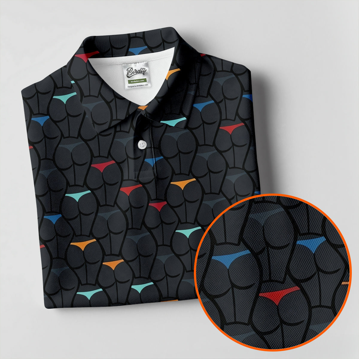 Funny Colorful Panty Butt Pattern Golf Polo Shirt, Printed Golf Shirts, Men's Golf Shirt