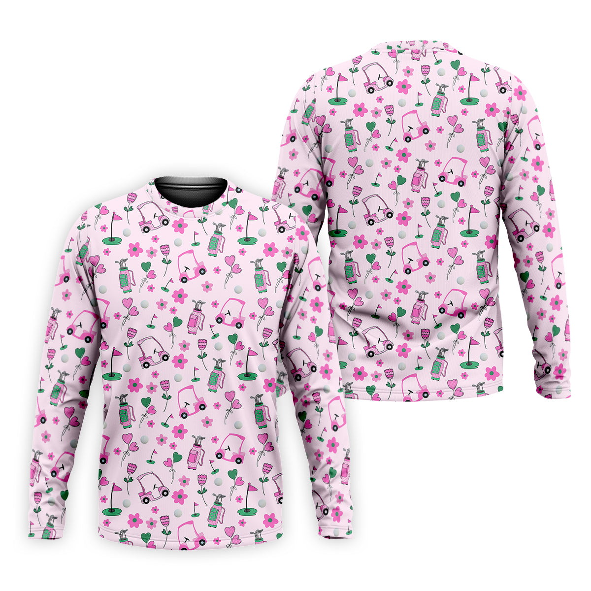 Seamless Pink Green Funny Womens Golf Polo Shirt, Ladies Golf Shirt, Womens Sleeveless Golf Shirts