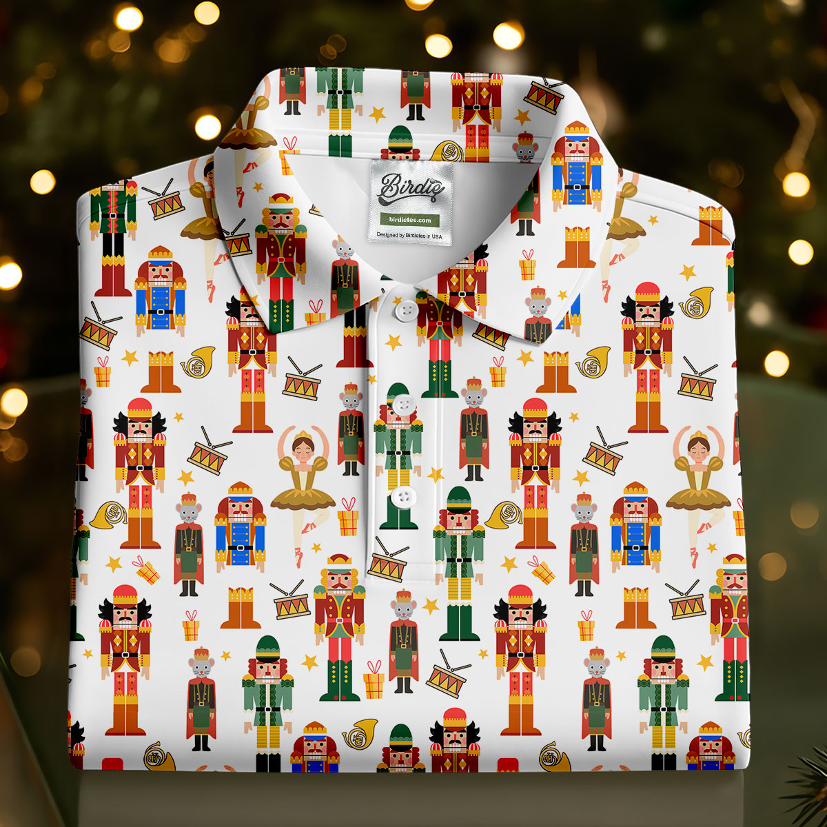 Nutcracker Christmas Golf Tops For Men, White Polo Shirt Mens, Christmas Golf Shirt, Golfing Apparel