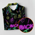 Back To 80's Neon Pattern Hawaiian Golf Shirt, Tropical Vibe Men's Funny Golf Shirts