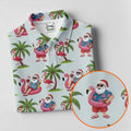 Tropical Santa Flamingo Beach Golf Polo, Christmas Golf Shirt, Golf Apparel For Men