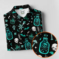 Skull Potion Halloween Pattern Polo Shirt, Golf Tops For Women, Womens Golf Apparel