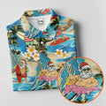 Women's Tropical Santa Surf Vacation Golf Shirt, Christmas Golf Shirt, Women’s Golf Apparel