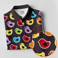 Black Colorful Birdie Hunting Golf Polo Shirt, Women's Golf Polo, Ladies Golf Top