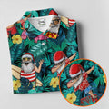 Men's Funny Santa Pool Float Golf Shirt, Christmas Golf Shirt, Golf Apparel For Men