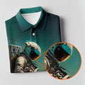 Astronaut Rock Guitar Teal Sunset Hawaiian Golf Polo, Golf Tops For Men, Golfing Apparel
