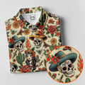 Day Of The Dead Sugar Skull Floral Polo Shirt, Mens Golf Polo, Hawaiian Golf Shirt
