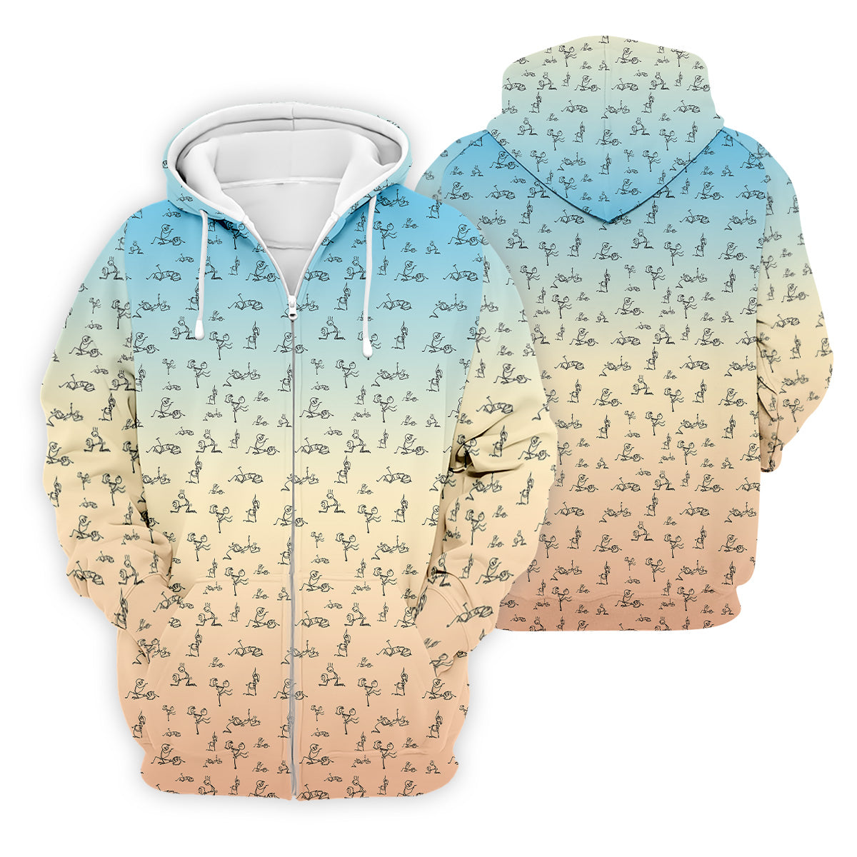 Stickman Couple Blue Orange Fun Men's Golf Polos, Unique Gift For Golfer, Polo For Men