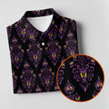 Purple Haunted Demon Faces Halloween Polo Shirt, Printed Golf Shirts, Golf Apparel For Men