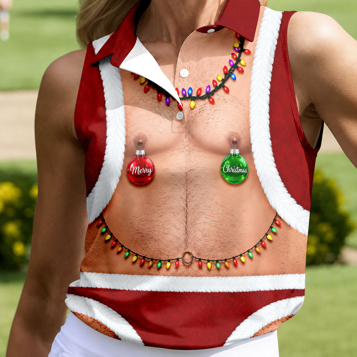 Funny Santa Christmas Balls Golf Polo Shirt, Women’s Golf Polo, Golf Tops For Women
