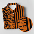 Orange Tiger Stripe Split Pattern Golf Shirt, Women's Golf Tops, Ladies Golf Shirts, Printed Golf Shirt