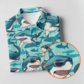 Animated Shark Hawaiian Golf Shirt, Men's Funny Golf Shirts, Golf Shirts For Men