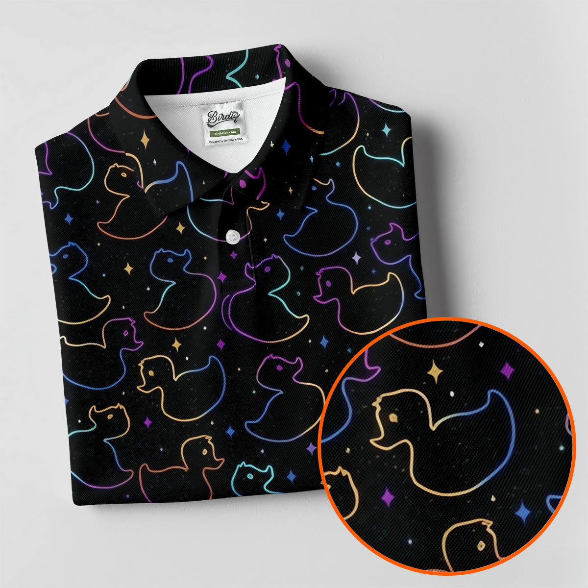 Neon Rubber Duck Pattern Golf Shirt, Ladies Golf Tops, Hawaiian Golf Shirt, Golf Tops For Women