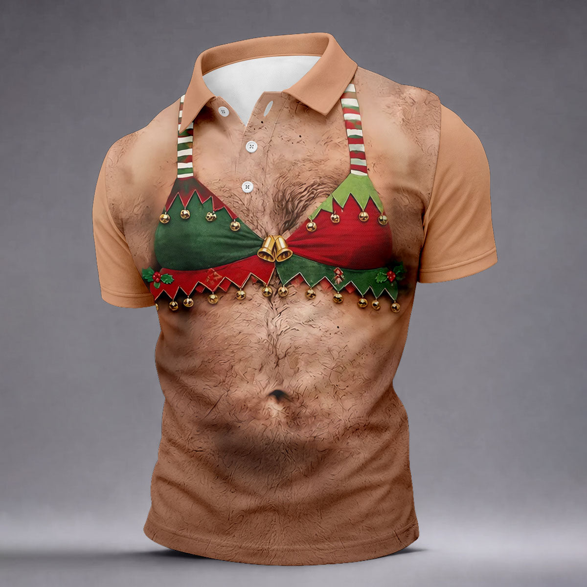 Funny Elf Bra Bells Christmas Golf Shirt, Mens Golf Polo, Golf Apparel For Men