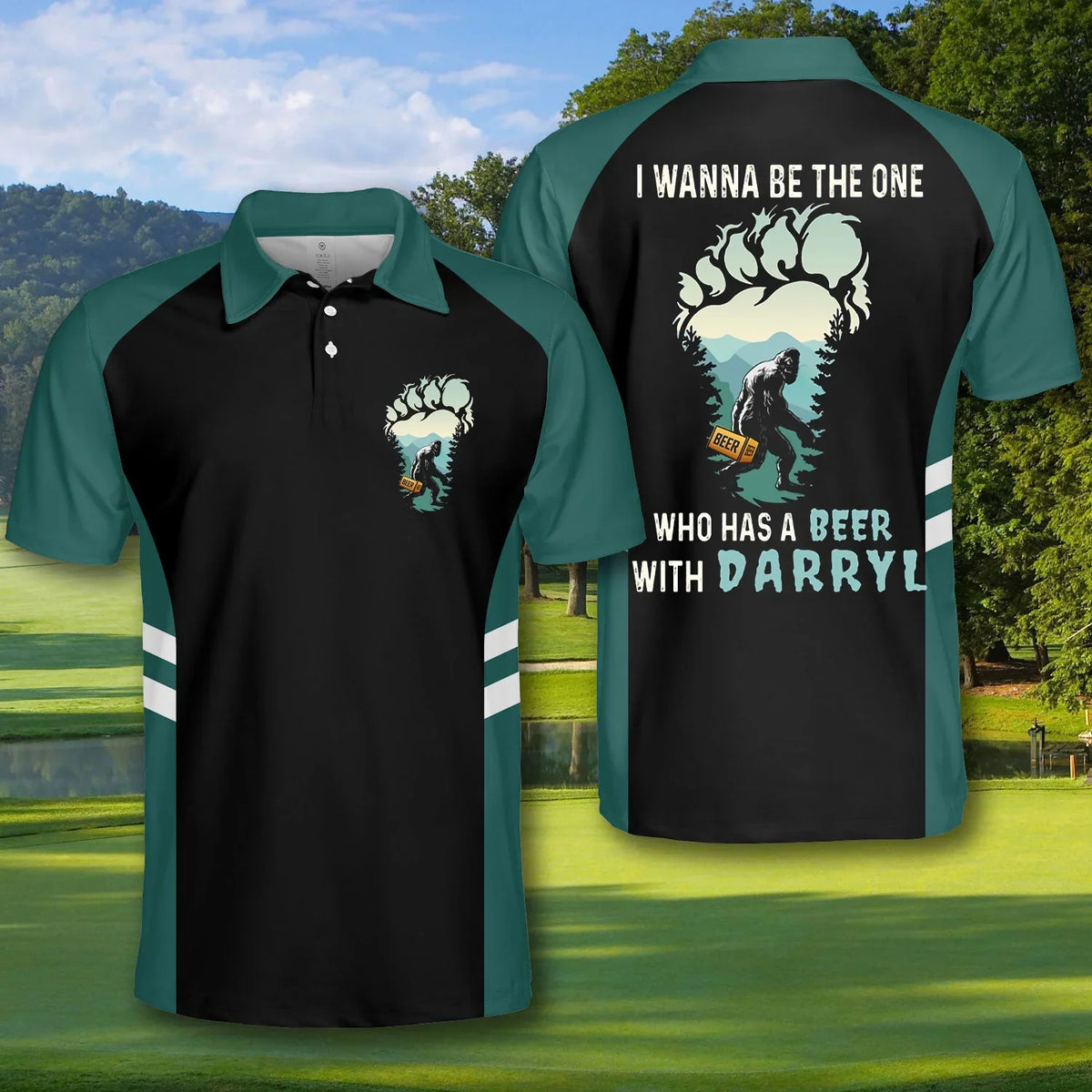 Bigfoot Mens Golf Polo Shirt, Mens Golf Gift, Mens Golf Shirt