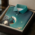 Astronaut Rock Guitar Teal Sunset Hawaiian Golf Polo, Golf Tops For Men, Golfing Apparel