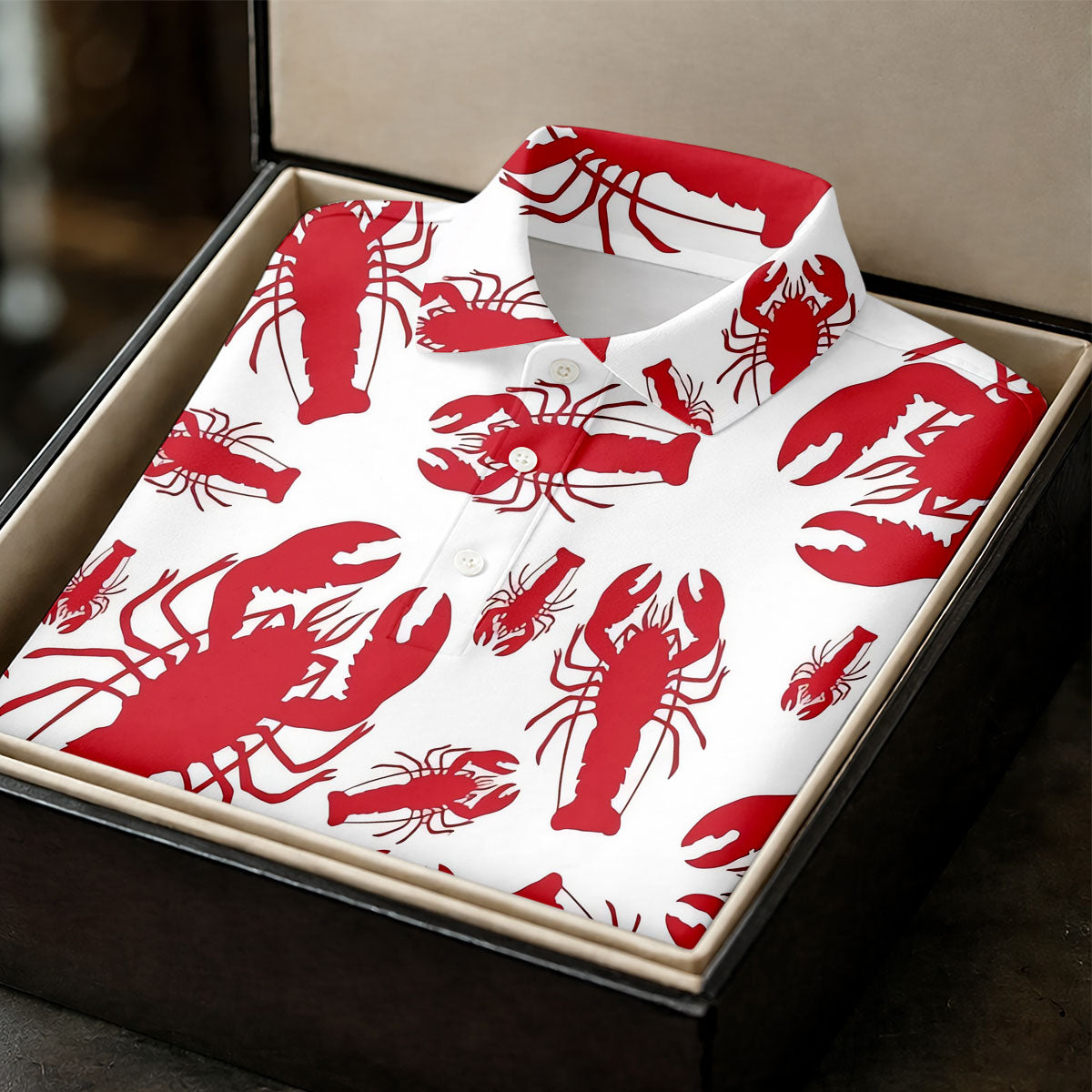 Lobster Pattern Vintage Hawaiian Golf Shirt, Men's Golf Shirt, Polo Shirts For Men