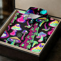Black Neon Mushroom Pattern Golf Shirt, Mens Golf Polo, Golf Apparel For Men, Printed Golf Shirts