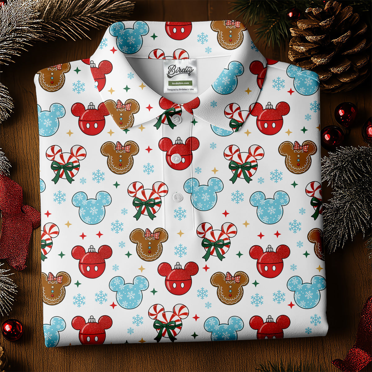Funny Gingerbread Christmas Candy Cane Golf Tops For Men, Polo Shirts For Men, Christmas Golf Shirt