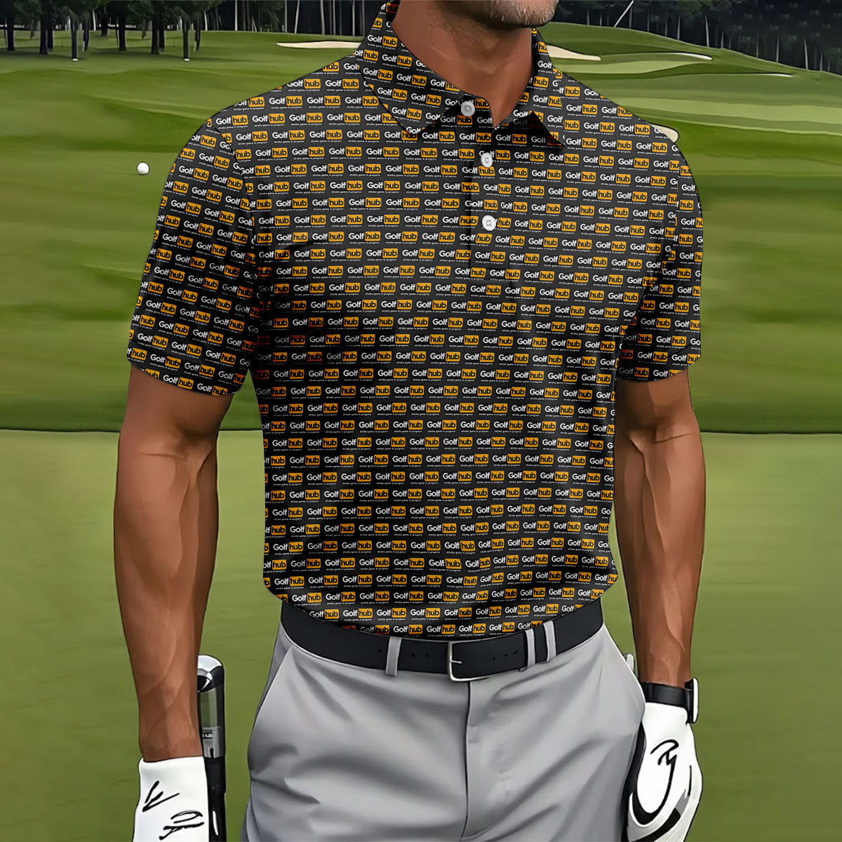 Funny Golf Hub Logo Polo Shirt, Funny Golf Community Design, Golf Shirts For Men